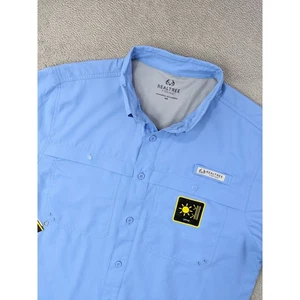 Realtree Fishing S/S Guide Shirt Mens Medium Blue UPF Vented Outdoors NEW - Picture 1 of 14