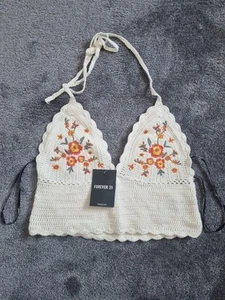 Gorgeous Summer Forever21 Crochet Crop Top Bralette M - Picture 1 of 3