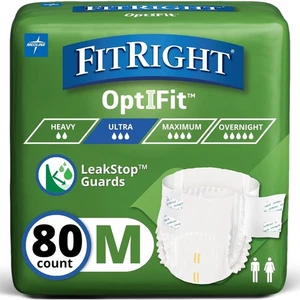 FitRight Ultra Heavy Adult Diapers M(32-44") 80Ct - Disposable Leak Protection - Picture 1 of 6