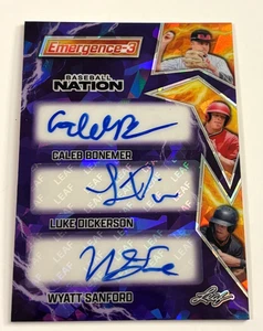 Bonemer / Dickerson / Sanford 2025 Leaf Baseball Nation AUTO Autograph RC /8 - Picture 1 of 2