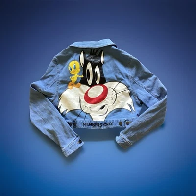 Chaqueta de mezclilla Looney Tunes solo para miembros - L piolín años 90 regalo de Navidad Foto 1 de 4