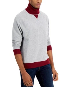Club Room Men's Turtleneck Fleece Sweatshirt in Soft Grey Heather-Size XL - Picture 1 of 4