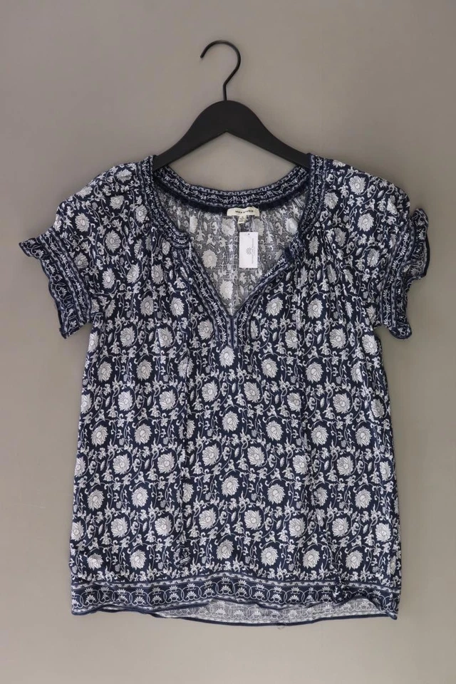 MAX STUDIO Kurzarmbluse Regular Bluse für Damen Gr. 36, S mit Blumenmuster blau - Bild 1 von 4