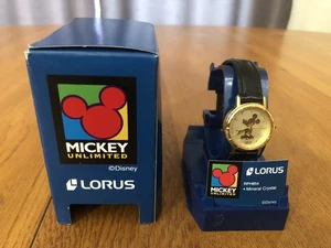 NEU MICKEY MOUSE UNLIMITED LORUS QUARZ UHR RPH854 DISNEY GOLDFARBEN SCHWARZES BAND - Bild 1 von 10