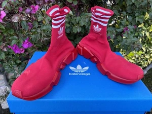 NUEVO EN CAJA $995 Balenciaga X Adidas Speed LT Entrenador Zapatilla Roja Talla 46 EE. UU. 13 - Imagen 1 de 10