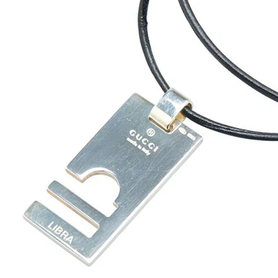Collar Gucci Libra Plateado Negro Sv925 Cuero Damas Usado Foto 1 de 4