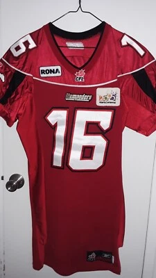 Camiseta deportiva Calgary Stampeders Harris #16 emitida por el equipo de la CFL usada roja talla 46 Foto 1 de 3