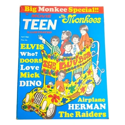 Movie Teen Illustrated April 1968 MONKEES SPECIAL, THE DOORS, ELIVIS PRESLEY Foto 1 de 4