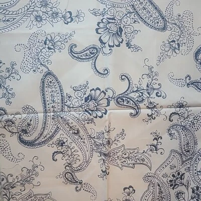 Michael Miller Clubhouse pristine Paisley Fabric Blue & White 15" x 44" - Image 1 of 4