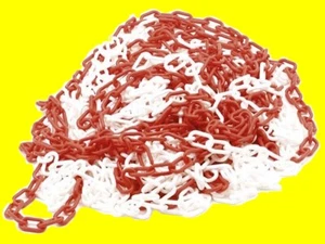 PEREL 1186-25 Absperrkette Kette 25 Meter rot / weiß 6mm Glied Kunststoffkette - Bild 1 von 3