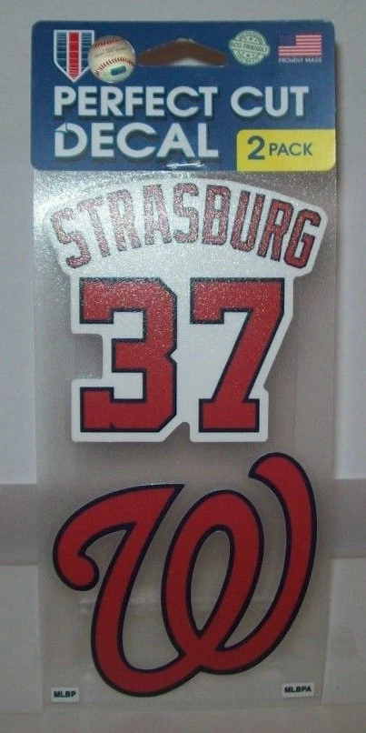 STEPHEN STRASBURG WASHINGTON NATIONALS WINCRAFT SET OF 2 4X4 PERFECT CUT DECALS - Image 1 of 1