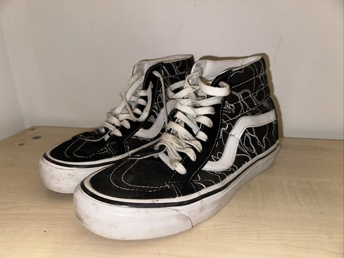 Vans Hi Tops UK 7.5 Scarpe da pattinaggio Nero Bianco Usate pochissimo
