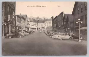 1940s Dexter, Maine - Main Street - Mobil Pegasus Service Station UNP Postcard - Picture 1 of 5