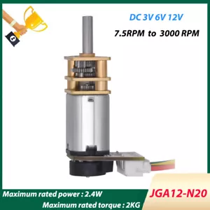 JGA12-N20 Geared Motor DC 3V 6V 12V Reduction Reversible Metal Gear with Encoder - Picture 1 of 9