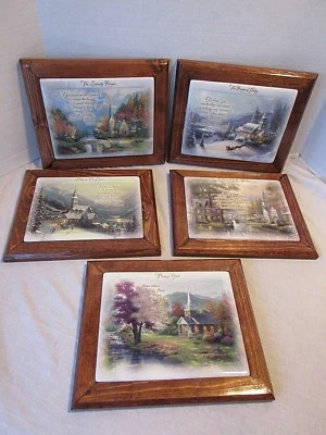 Thomas Kinkade Prayers For Our Family Framed Collector Plates Bradford Exchange - Image 1 of 4