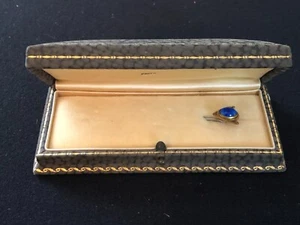 Vintage Hair Hat pin w/ Blue Stone & Cute Jeweler box, Tilden, Providence, RI - Picture 1 of 8