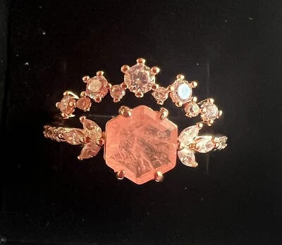 Персиковый турмалин (2 кольца) розовое золото MAKE IT COUNT вечеринка с бомбой размер 10 RBP7451 - Изображение 1 из 4