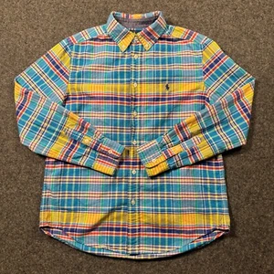 Ralph Lauren Polo Button Up Dress Shirt Plaid Check Youth Boys Large 14/16 - Picture 1 of 11