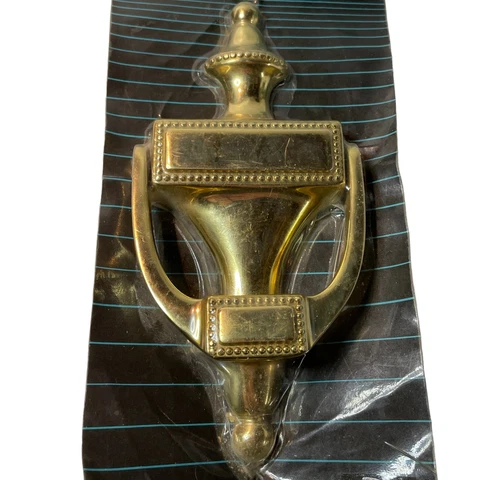 Solid Brass Door Knocker. National V1917. New Sealed, Vintage 1994. Polished 8” Cover