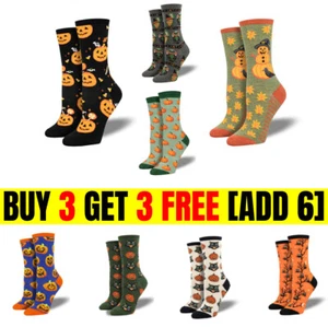 Halloween Socks For Women Funny Halloween Pumpkin Printed Gifts Mid Tube Socks - Picture 1 of 27