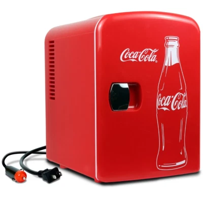 Mini refrigerador portátil Coca-Cola de 6 latas 4L mini refrigerador refrigerador compacto de viaje Foto 1 de 4