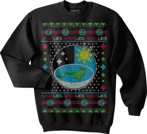 Flat Earth sweatshirt, NASA, Earth is flat sweatshirt, Ugly Christmas Sweater - Picture 1 of 4