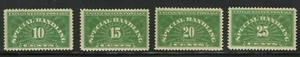 US Early Special Handling American Stamps x4 old values Green Set Mint VLMM - Picture 1 of 1