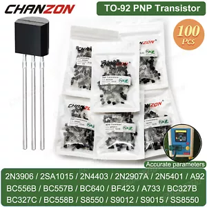 Transistor PNP 100 piezas To92 2N3906 2N4403 2N5401 Mpsa92 2Sa1015 Ss8550 Bc640 A733 - Imagen 1 de 23