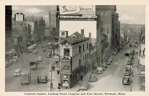ME Portland Maine-Congress Square Free Street-Vintage c1930s Postcard (C20) - Bild 1 von 4