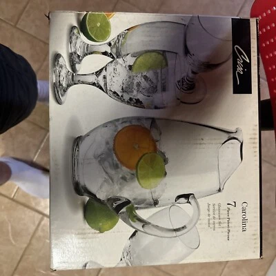 LIBBEY - 7 Piece CAROLINA Serving Set - Pitcher & Glassware - NEW - Image 1 of 4