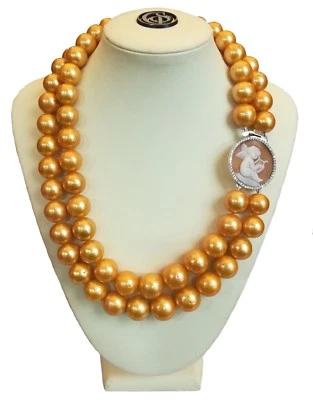 Collana di perle gold due fili con chiusura argento - Immagine 1 di 2