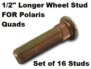(SET OF 16)  1/2" LONGER Wheel Stud Bolts FOR POLARIS QUADS 3/8"x24 1.75" Long ×