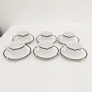 Mikasa MIDNIGHT L5542 Cofffee 6 Tea Cups & Saucers Modern Design  - Picture 1 of 7