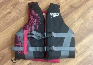 Speedo Youth Life Jacket Vest Black Pink Blue For Kids 50-90lbs Great Condition! - Picture 1 of 3