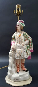 FIGURA DE STAFFORDSHIRE DEL SIGLO XIX DE ROBERT EL BRUCE MONTADA COMO LÁMPARA - Imagen 1 de 9