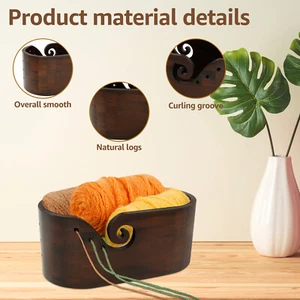 Wood Knitting Yarn Bowl Oval Shape Yarn Bowl Holder Large Capacity Crochet FapNV - Picture 1 of 11