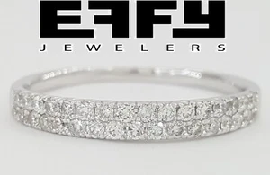 Effy Two 2-Row Diamond Wedding Anniversary Band Ring 0.5 ct 14K White Gold - Picture 1 of 7