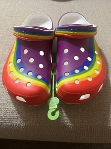 Crocs Classic Rainbow Dye Slip On Clogs Size Men's 12 Women's 12 Free Shipping - Picture 1 of 3