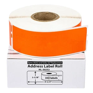 DYMO LW 30252 ORANGE Address Labels for LabelWriter - 6 Rolls of 350 - FAST SHIP - Picture 1 of 9
