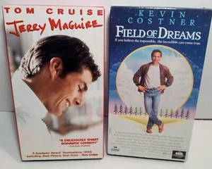 2 VHS Tapes Field of Dreams & Jerry Maguire Kevin Costner Tom Cruise - Picture 1 of 3