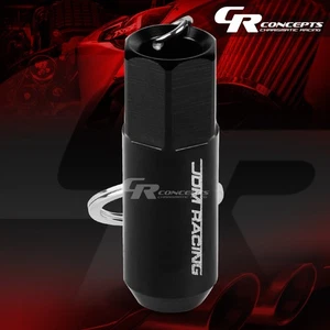 BLACK ANODIZED ALUMINUM JDM RACING TUNER WHEEL RIM LUG NUT CHARM KEY CHAIN RING - Picture 1 of 5