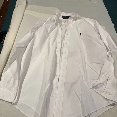 Vintage Blanco Ralph Lauren Algodón Pinpoint Oxford YARMOUTH Botón Talla 16 34/35 Foto 1 de 4