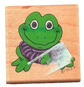 Ribert Frosch Kröte Tier Wildtiere Cartoon Figur Holz Stempel - Bild 1 von 4
