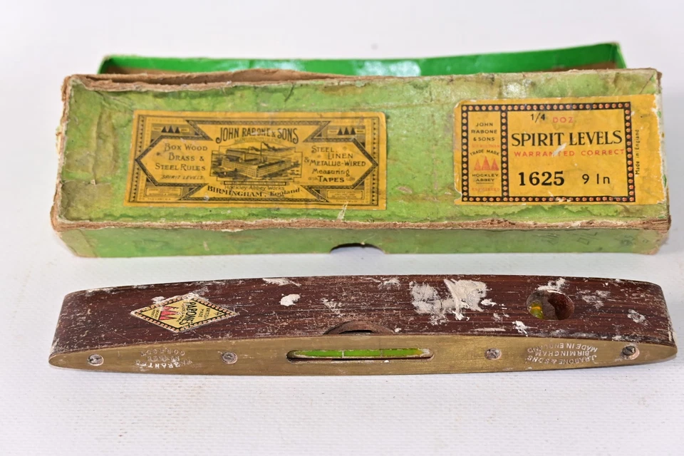 John Rabone Boat Level Brass Mahogany 1625 Original Wholesale Box - Image 1 of 4