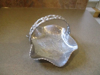 Hand Wrought Creations by Rodney Kent Hammered Aluminum Basket W/Tulips #429 - Image 1 of 4