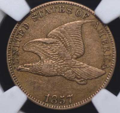 1857 FLYING EAGLE CENT NGC CHOICE AU 55 WELL STRUCK BLEMISH FREE SURFACES, WITH - Image 1 of 4