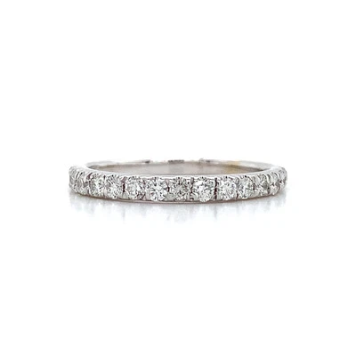18K White Gold Prongs Round White Diamond Eternity Band Ring Size 4.25 - Image 1 of 4