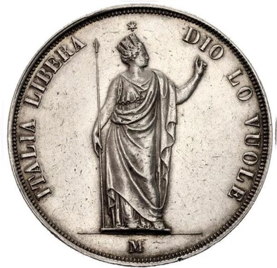 Italian States Lombardy-Venetia silver 5 Lire 1848 M HIGH GRADE M#5478 - Image 1 of 2