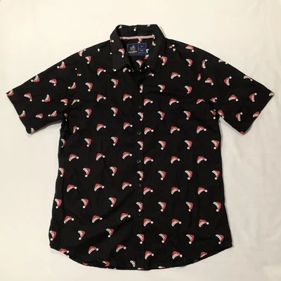 Rugby University Shirt Size XL Santa Hat Believe Black Button Down - Image 1 of 4