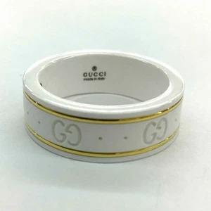 GUCCI Icono Anillo Accesorios Gg Cerámica Blanca Oro 750 Aprox. 5.3G 16 Notación S - Imagen 1 de 6